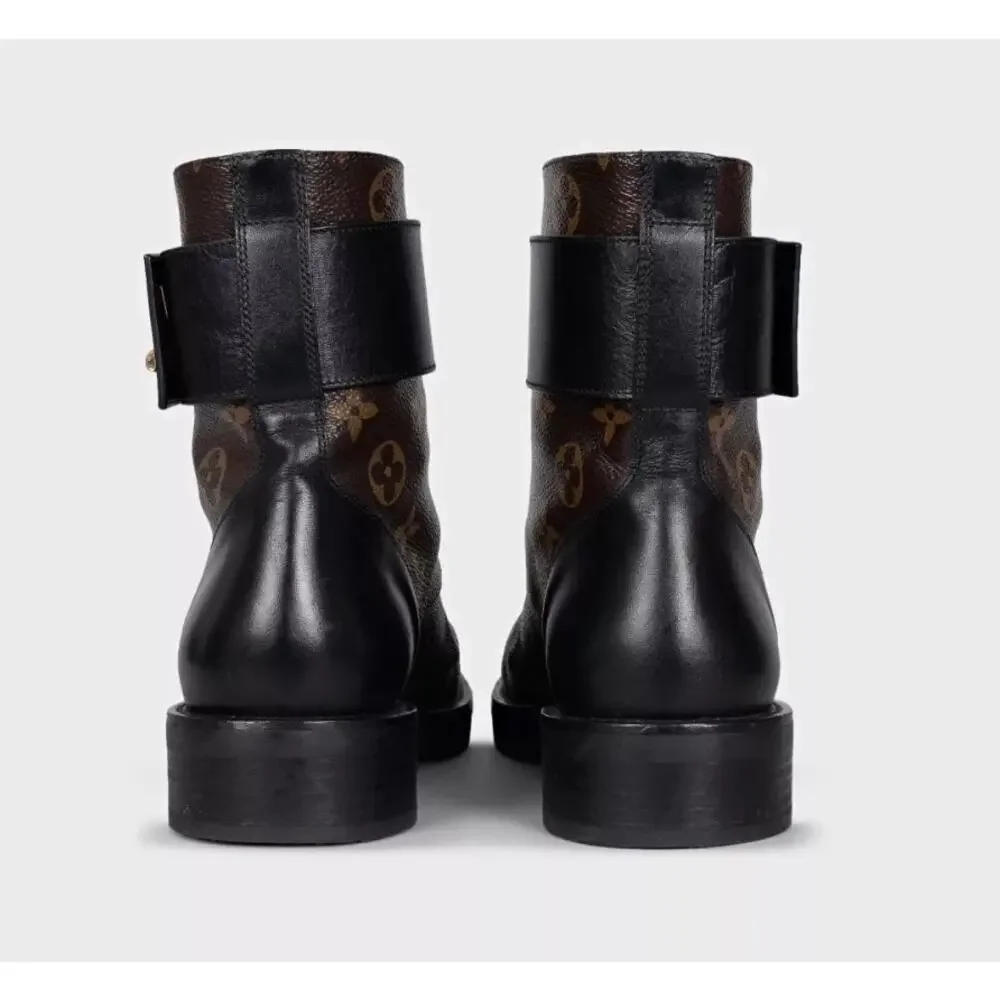 Louis Vuitton Monogram Canvas Leather Ankle Boots 38.5